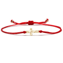 Load image into Gallery viewer, White Cubic Zirconia Stones Christian Holy Cross Charm Bracelet Women Girl Pretty Cute CZ Crucifix Red String Faith Jewelry Gift
