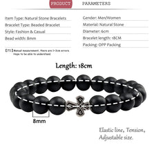 Load image into Gallery viewer, New Natural Stone Lava Beaded Bracelet for Men Women Alloy Christian Jesus Cross Bracelets Bangles Yoga Prayer Fashion Jewelry
