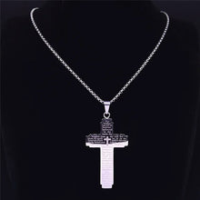 Load image into Gallery viewer, Christian Bible Cross Chain Necklace Stainless Steel Big Pendant Necklace Men&#39;s Religious Prayer Jewelry corrente masculina
