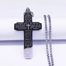 Load image into Gallery viewer, Christian Bible Cross Chain Necklace Stainless Steel Big Pendant Necklace Men&#39;s Religious Prayer Jewelry corrente masculina
