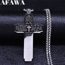 Load image into Gallery viewer, Christian Bible Cross Chain Necklace Stainless Steel Big Pendant Necklace Men&#39;s Religious Prayer Jewelry corrente masculina
