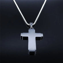 Load image into Gallery viewer, Christian Bible Cross Chain Necklace Stainless Steel Big Pendant Necklace Men&#39;s Religious Prayer Jewelry corrente masculina
