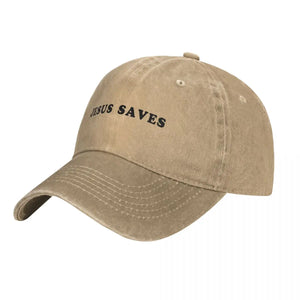 Christian Bible Jesus Saves Baseball Cap Accessories Unisex Style Retro Distressed Washed Catholic Dad Hat Adjustable Fit