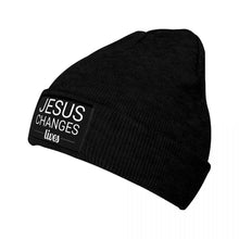 Load image into Gallery viewer, Christian Cross Skullies Beanies Caps Unisex Winter Warm Knitting Hat WAdult Jesus Changes My Life Bonnet Hats Outdoor Ski Cap
