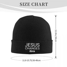 Load image into Gallery viewer, Christian Cross Skullies Beanies Caps Unisex Winter Warm Knitting Hat WAdult Jesus Changes My Life Bonnet Hats Outdoor Ski Cap
