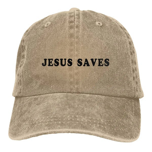 Christian Bible Jesus Saves Baseball Cap Accessories Unisex Style Retro Distressed Washed Catholic Dad Hat Adjustable Fit